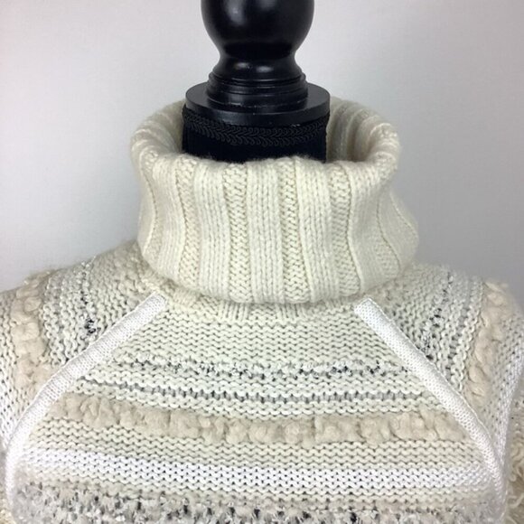 CLUB MONACO HANDKNIT WOOL Cream CHUNKY TURTLENECK SWEATER S - Picture 6 of 13